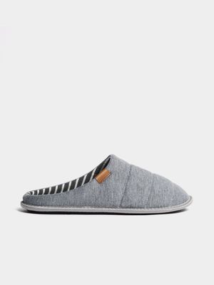 Jet Men's Grey Quilted Mule Slippers