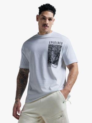 Mens TS Photo Embroided Graphic White Tee