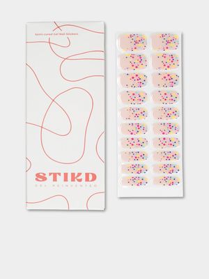 STIKD Pink With Confetti Dots Semi Cured Gel Nail Stickers