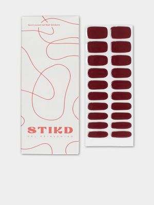 STIKD Burgundy Red Semi Cured Gel Nail Stickers