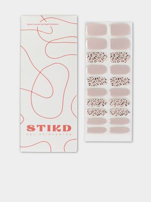 STIKD Pink With Leopard Print  Semi Cured Gel Nail Stickers