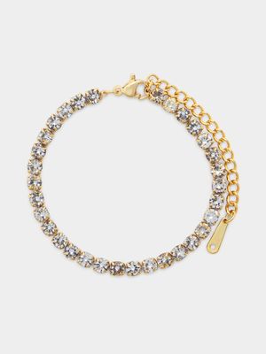 Stainless Steel 18ct Gold Plated Tennis Bracelet