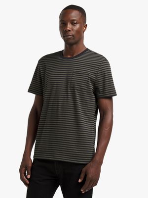 Men's Black & Fatigue Striped T-Shirt