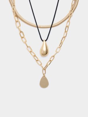 Women's Gold Tear Drop Pendant Necklace