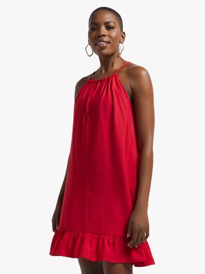 Jet Women's Red Strappy Frill Dress