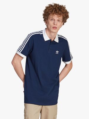 adidas Originals Men's Adicolor Classics 3-Stripe Blue Polo Shirt