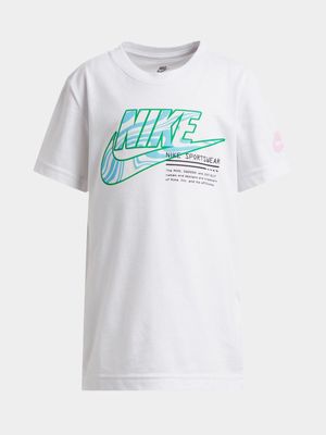 Nike Unisex Kids Futura Micro Text White T-Shirt