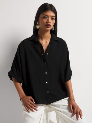 Relaxed Fit Linen-like Shirt