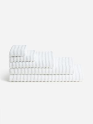 Jet Home White Ribbed Hand Towel