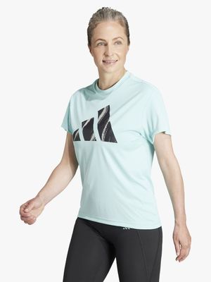 Womens adidas Run It Badge Of Sport Blue Tee