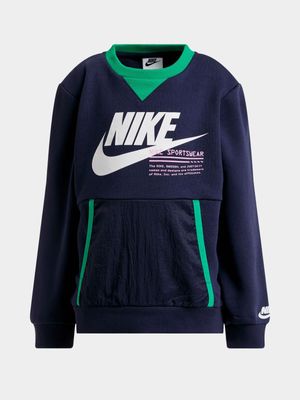 Nike Navy Kids Painted Graphic Sweatshirt Cotton Blend