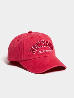 Jet Men's Red Stonewash New York Cap