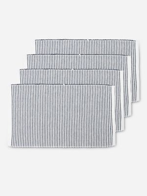 placemat navy stripe ribbed 4pack