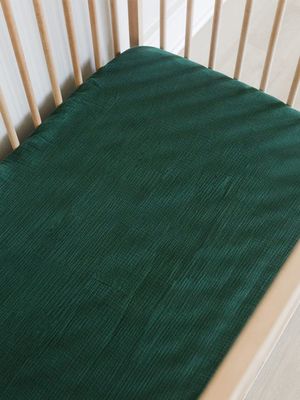 Phlo studio muslin fitted sheet forest green