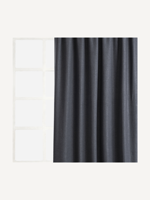 Curtain Taped Lined Melange Charcoal 135x218cm