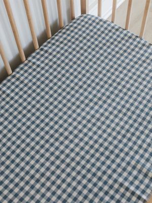 Phlo studio blue check washed cotton fitted sheet