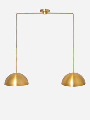 Dual Dome Ceiling Pendant Brass
