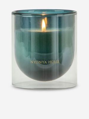 Large Double Glass Candle Teal