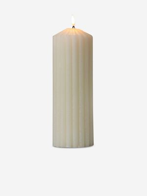 Fluted Cylindrical Pillar Candle White 7 x 20cm