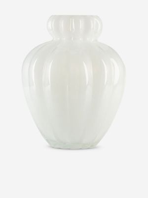Vase Bulbous Ribbed Pearl 28cm
