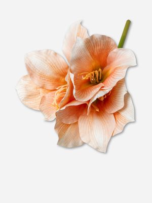 Faux Amaryllis 3 Flowers Peach 60cm