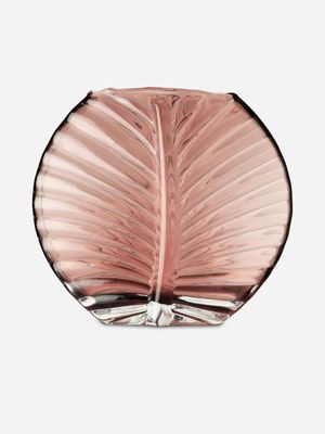 Palm Round Glass Vase Pink 23cm