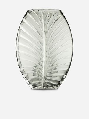 Palm Oval Glass Vase Grey 30.5cm