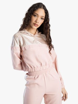 Women's Sissy Boy Pink Cropped Quaterzip Tracksuit Top
