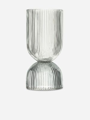 Fluted Hourglass Hurricane Vase 26.5x13cm