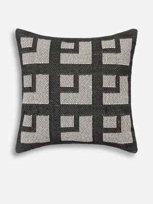 Squares Outdoor Scatter Cushion Black 50x50cm