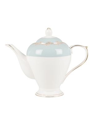 Gold Lace Edge Teapot Blue  25cm