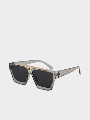 Men's Markham Crystal Grey Versus Square Sunglasses