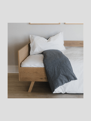 phlo studio charcoal grid washed cotton duvet cover set