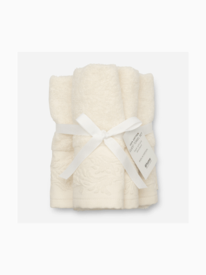 Guest Towel Set Leaf Border Ivory