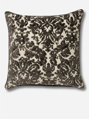 Velvet Damask Scatter Cushion Grey 60x60