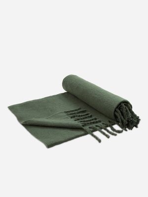 Chevron Soft Tassle Knit Throw Forest 150x200