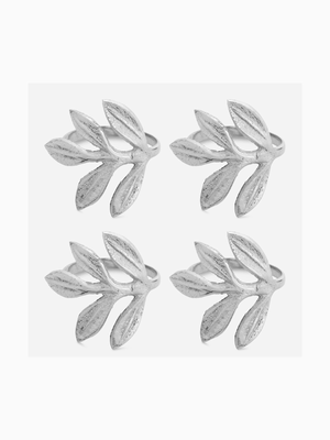 grace silver leaf napkin ring 4pc