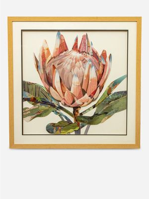 Framed Protea Paper Collage Middle 75cm