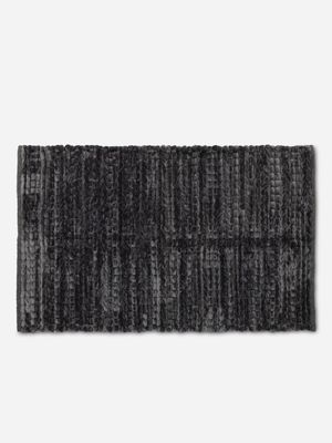 Luxe Velvet Plaited Bathmat Charcoal