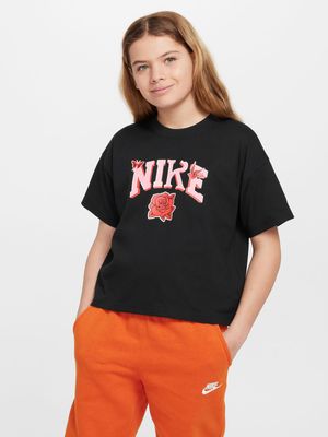 Girls Nike Sportswear Black Boxy Tee