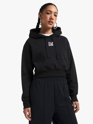 Puma Women's Prime Classic Badge Black Crop Hoodie