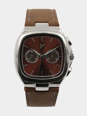 Men's Markham Retro Sq Aviator Brown Watch