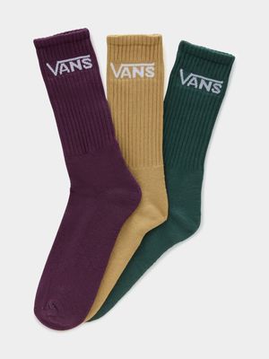 Vans Unisex 3-Pack Classic Multicolour Crew Socks