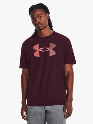 Mens Under Armour Big Logo Fill Burgundy Short Sleeve Tee