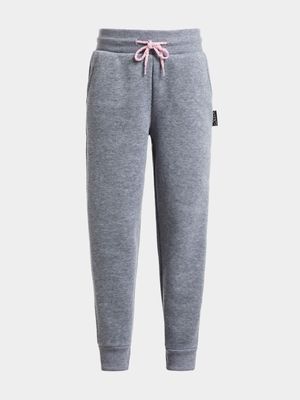 Younger Girl's Grey Melange Joggers