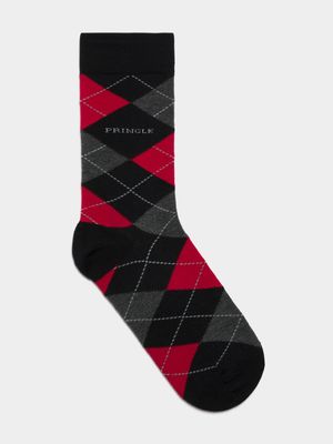 Men's Pringle Red Eddie Argyle Socks