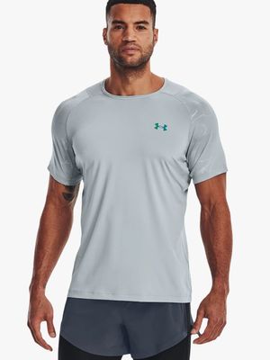 Mens Under Armour Blue Rush Emboss Short Sleeve Tee