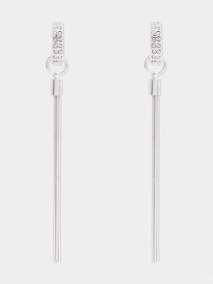 Diamante Hoop Fringe Drop Earrings