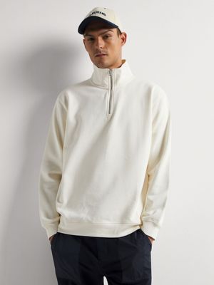 Men's Markham Half Zip Milk Sweatshirt