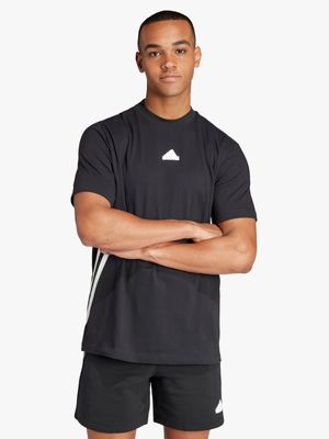 Mens adidas Future Icons 3-Stripes Black Tee